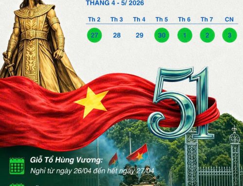 THÔNG BÁO LỊCH NGHỈ LỄ THÁNG 4 – 5/2026